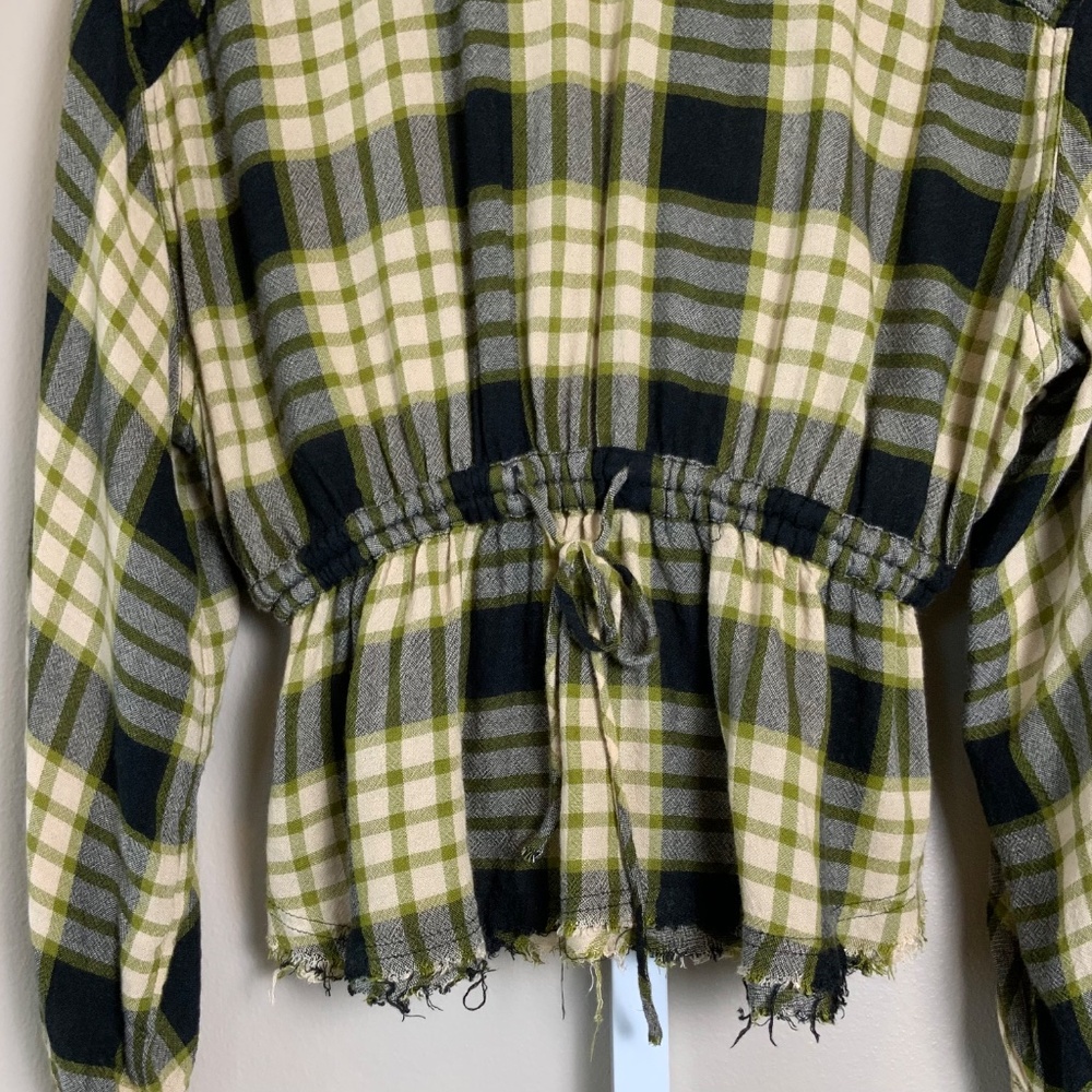 Free People We The Free Pacific Dawn Plaid Peplum Snap Buttonwdown - Picture 16 of 16
